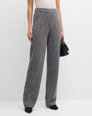 Heathered Cozy-Knit Straight-Leg Pants