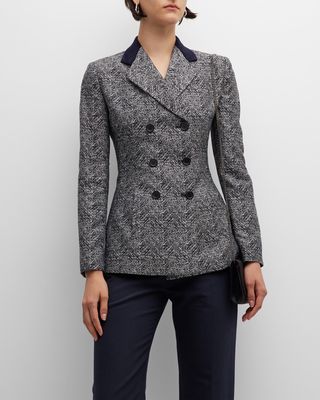 Heathered Double-Breasted Wool-Blend Blazer
