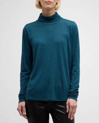 Heathered Long-Sleeve Turtleneck Top