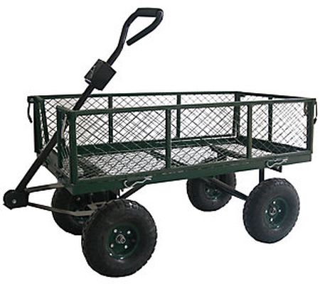 Heavy Duty Green Garden Cart with Sides and Han le