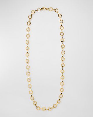 Heavy Large Circle Link Textured Chain Necklace, 20"L
