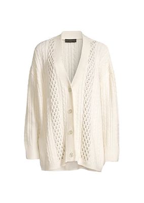 Heavy Metal Crystal Cable-Knit Cardigan