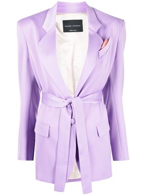 Hebe Studio belted-waist long-sleeve blazer - Purple