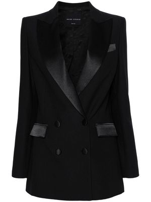 Hebe Studio Bianca satin-trim double-breasted blazer - Black