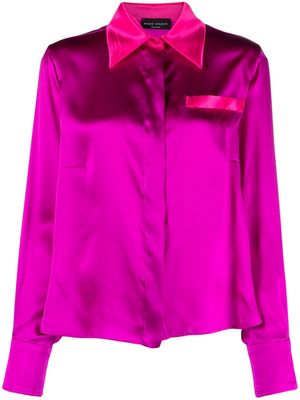 Hebe Studio colour-block silk shirt - Pink