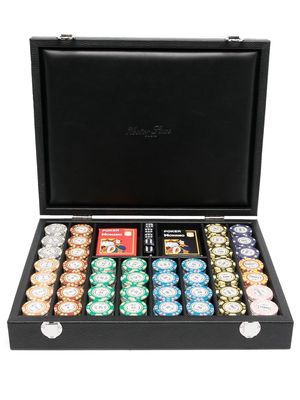 Hector Saxe 440 Chip Leather poker set - Black