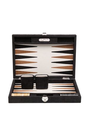 Hector Saxe Alain backgammon leather set - Black