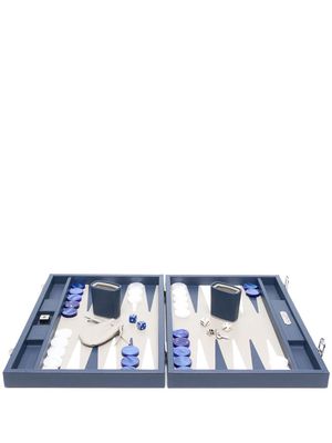 Hector Saxe leather backgammon set - Blue