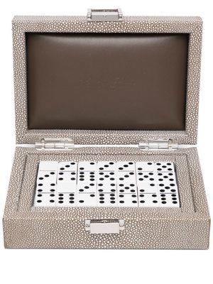 Hector Saxe leather box of dominos - Brown