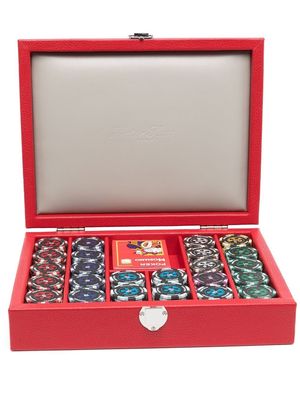 Hector Saxe leather poker set - Red