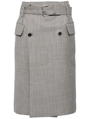 Hed Mayner belted midi skirt - Grey