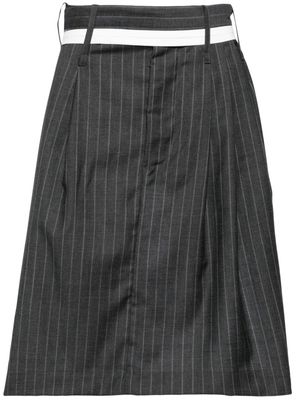 Hed Mayner belted striped skirt - Grey