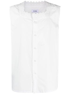 Hed Mayner broderie-anglaise trim cotton shirt - White