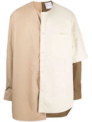 Hed Mayner colour-block asymmetric shirt - Brown