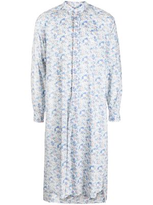 Hed Mayner floral-print cotton shirt - Blue