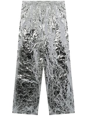 Hed Mayner metallic-finish crinkled trousers - Silver