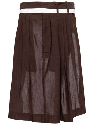 Hed Mayner pleated belted skirt - Brown