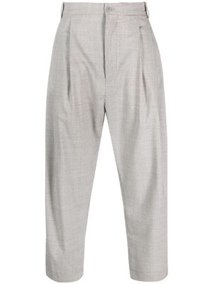 Hed Mayner pleated cropped wool-blend trousers - Grey