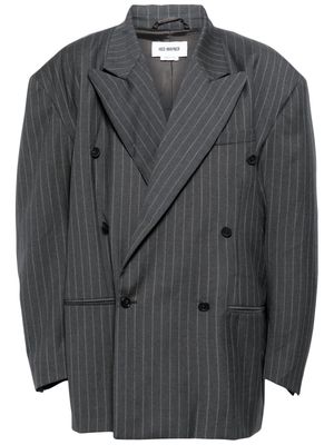 Hed Mayner striped double-breasted blazer - Grey