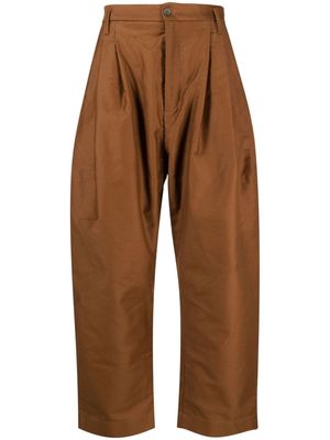 Hed Mayner wide-leg cotton trousers - Brown