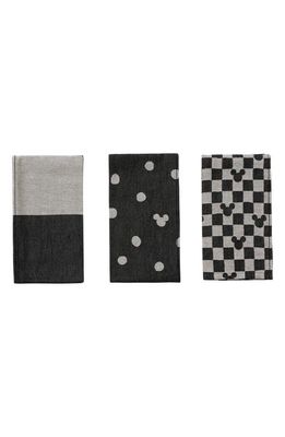 hedley & bennett x Disney Assorted Set of 3 Mickey Cotton Dish Towels in Black/cream