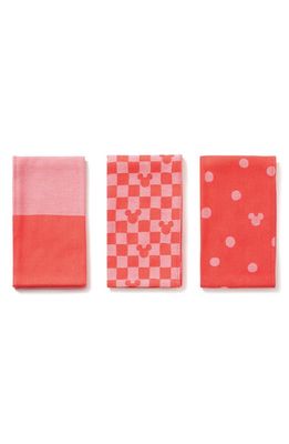 hedley & bennett x Disney Assorted Set of 3 Mickey Cotton Dish Towels in Pink/Red