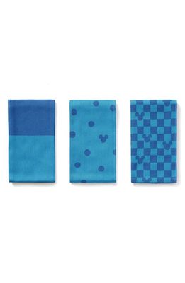hedley & bennett x Disney Assorted Set of 3 Mickey Cotton Dish Towels in Sky Blue/Ultramarine