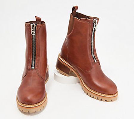Hee Leather Front Zip Ankle Boots