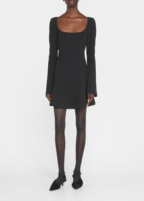 Heidi Seamed Structured Mini Fit-And-Flare Dress