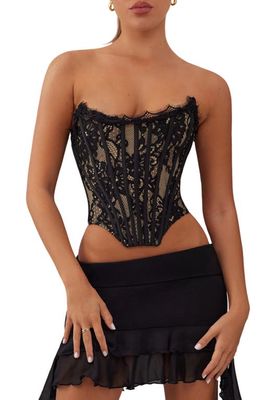 HEIRESS BEVERLY HILLS Strapless Lace Corset Top in Black