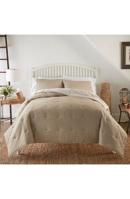 Heirloomed Collection Stitched Solid Quilt & Sham Set in Oatmeal