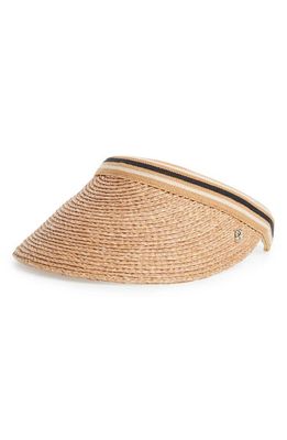 Helen Kaminski Bianca Raffia Visor in Nougat/Black Stripe 