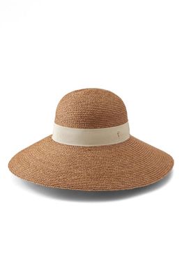 Helen Kaminski Cori Raffia Sun Hat in Nougat/Cream
