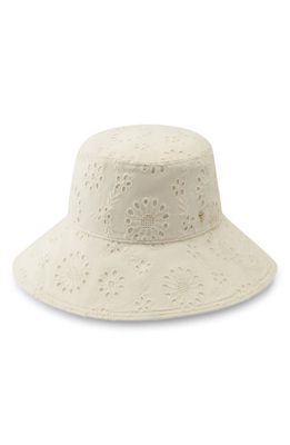 Helen Kaminski Corso Embroidered Cotton Bucket Hat in White/White