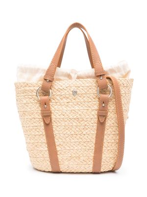 Helen Kaminski small Pinimil Bridle raffia tote bag - Neutrals