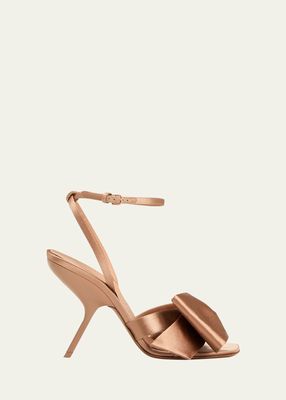 Helena Satin Bow Ankle-Strap Sandals