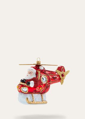 Helicopter Santa Christmas Ornament