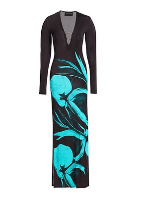 Helios Floral Body-Con Maxi Dress