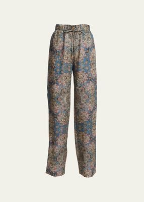 Helios Tapestry Bloom Drawstring Linen Pants