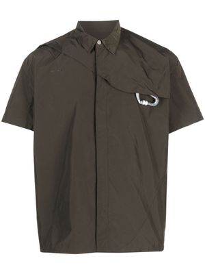 HELIOT EMIL carabiner-detail short-sleeve shirt - Brown