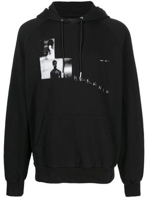 HELIOT EMIL chest logo-print detail hoodie - Black