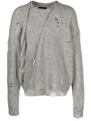 HELIOT EMIL decorative zip-detail distressed jumper - Grey