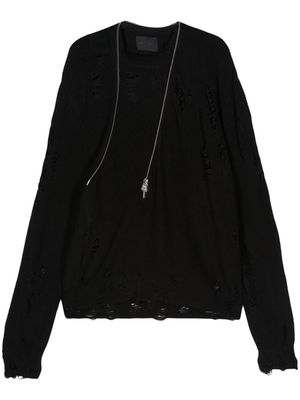 HELIOT EMIL distressed-effect knitted jumper - Black