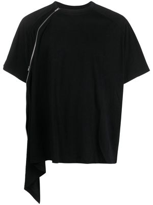 HELIOT EMIL draped-detail cotton T-shirt - Black