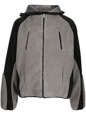 HELIOT EMIL fleece detail zip-up jacket - Grey