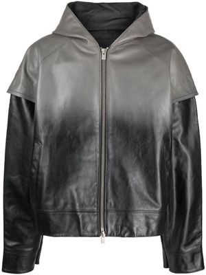 HELIOT EMIL gradient-effect hooded lather jacket - Black