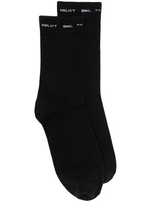 HELIOT EMIL intarsia-logo knit socks - Black
