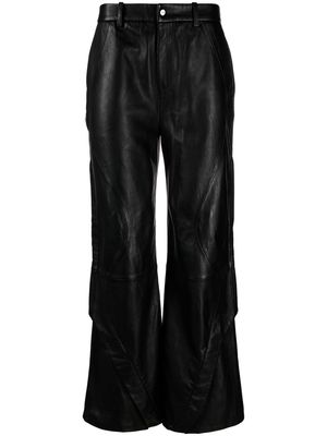 HELIOT EMIL Inverse panelled wide-leg leather trousers - Black