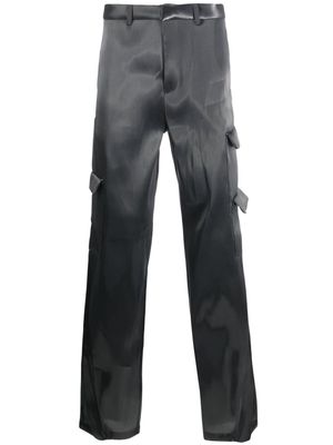 HELIOT EMIL Liquid Metal straight-leg cargo trousers - Grey