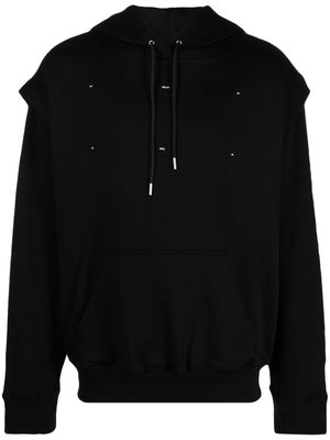 HELIOT EMIL logo-embroidered cotton hoodie - Black